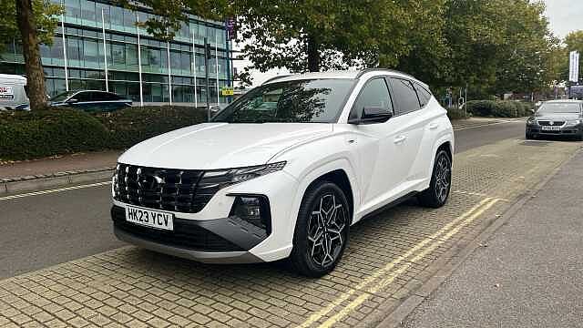 Hyundai TUCSON 1.6 h T-GDi N Line SUV 5dr Petrol Hybrid Auto Euro 6 (s/s) (230 ps) Serenity White